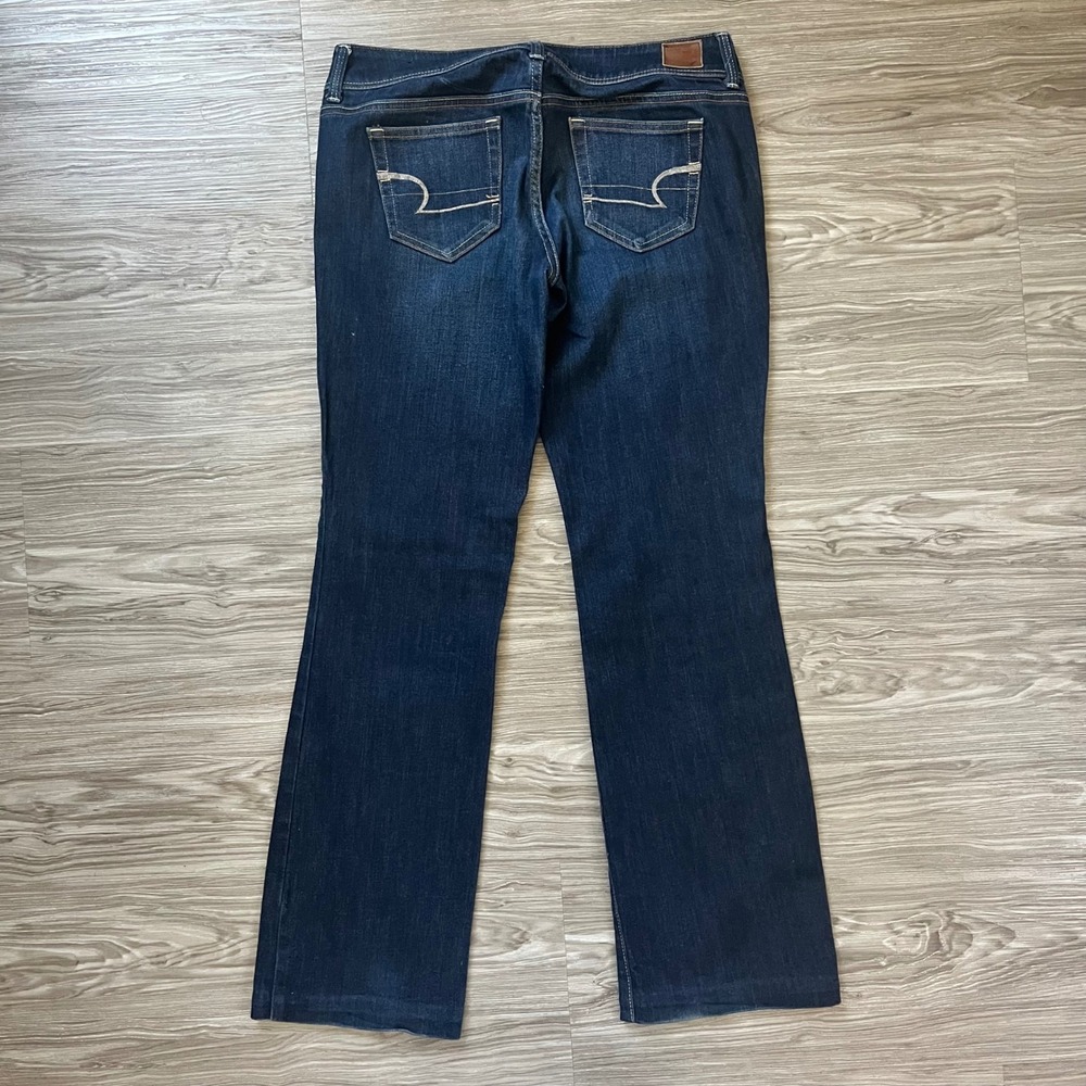 American Eagle Slim Boot Jeans Womens 8 Dark Wash Stretch Denim Mid Rise 31x31 - Picture 2 of 8